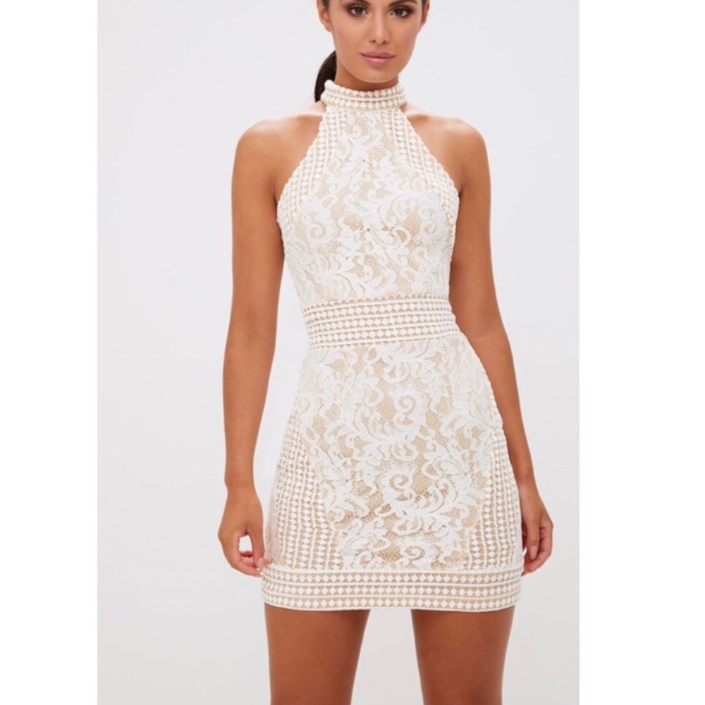 NWT White crochet high neck dress